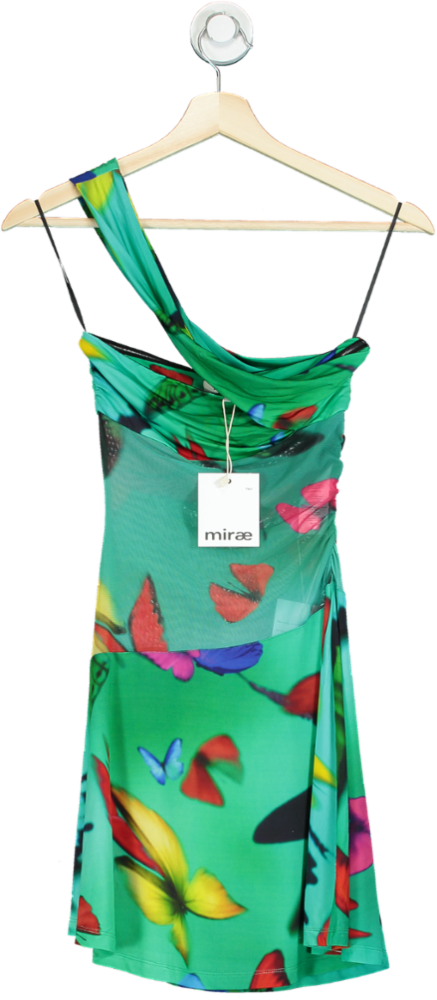 mirae Green Butterfly Asymmetric Dress UK 6