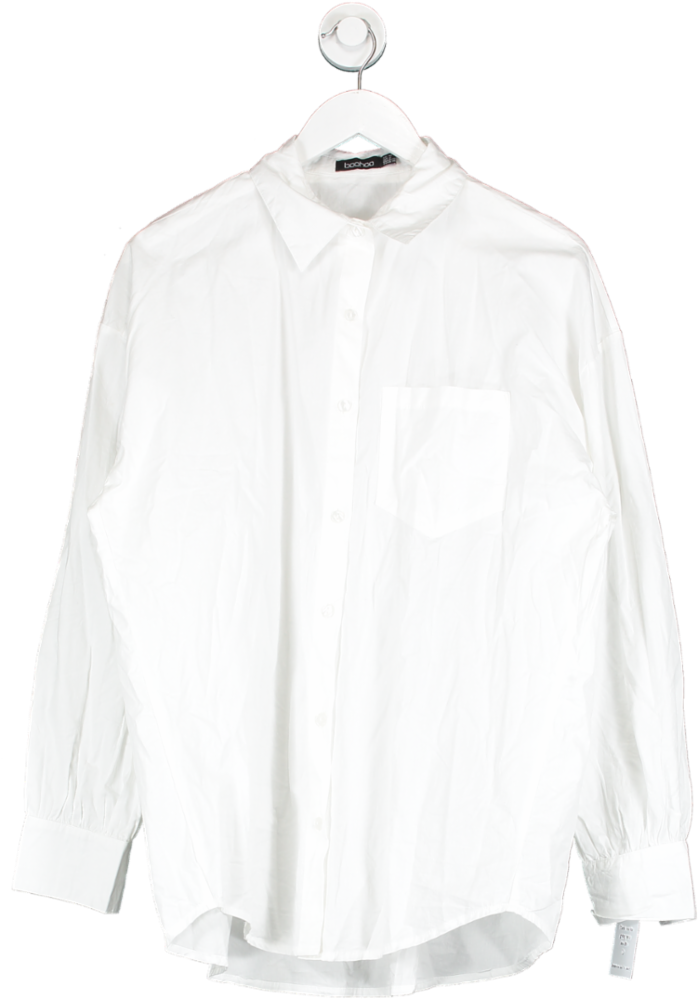 boohoo White Oversized Cotton Shirt UK 10