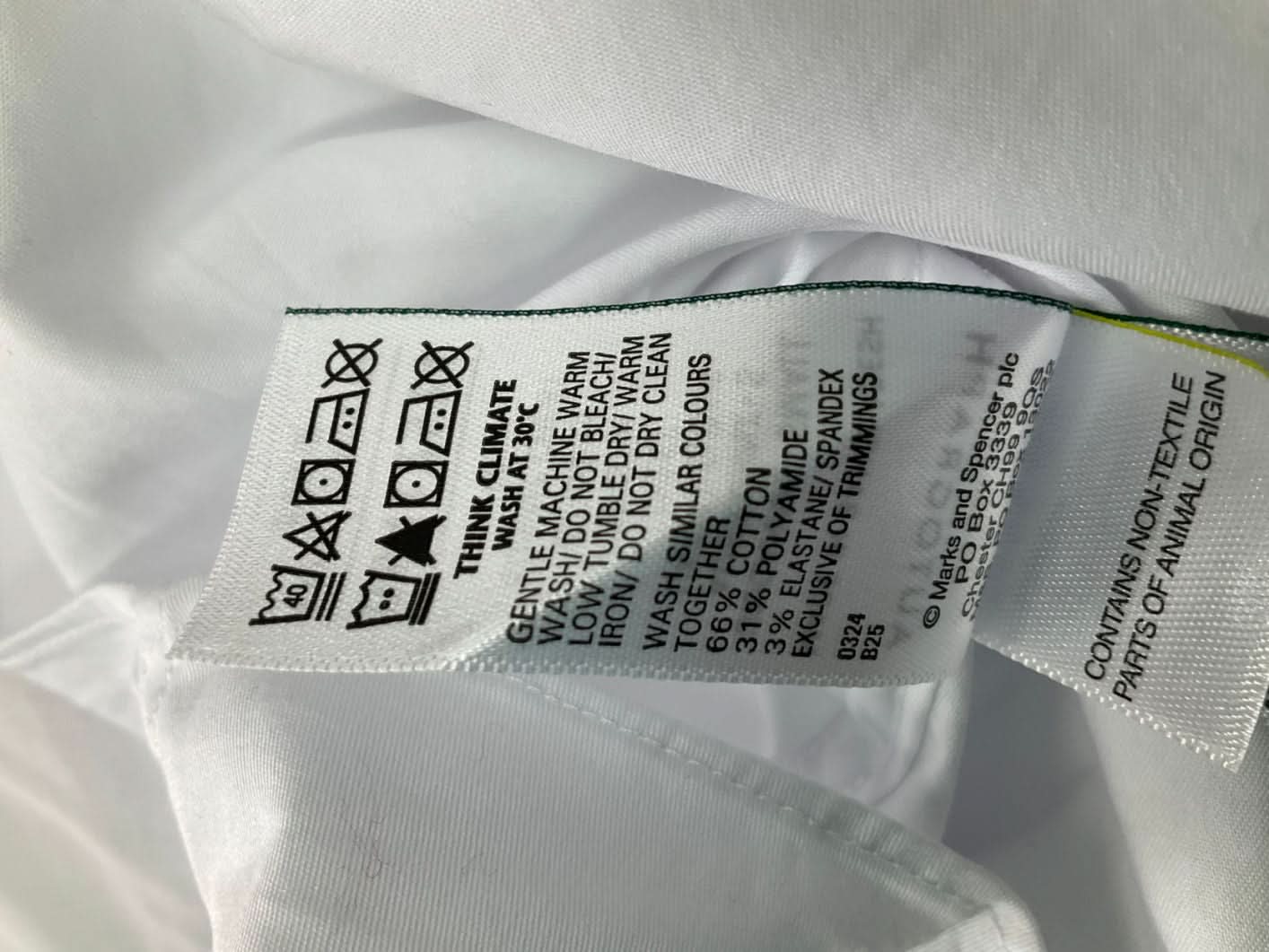M&S White Cotton Blend Shirt UK S