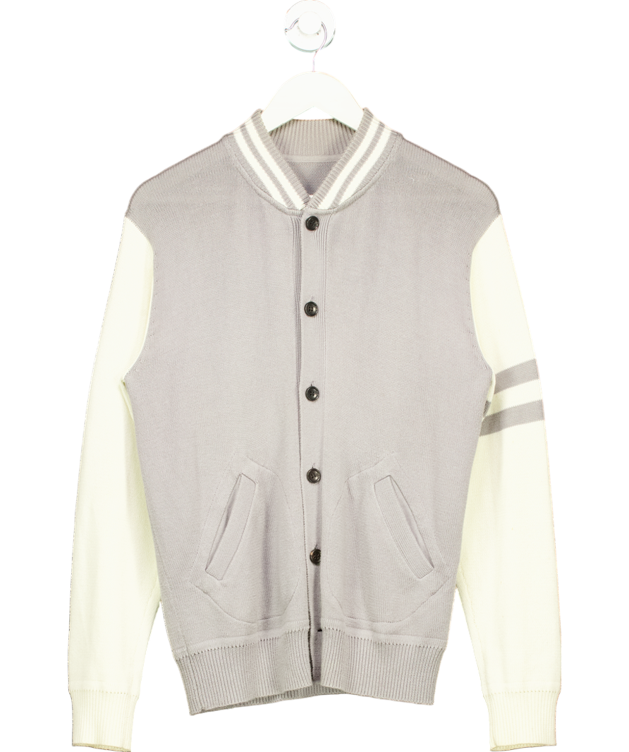 Grey Knitted Varsity Cardigan UK 10