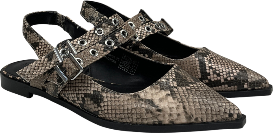 M&S Cream Snake Print Buckle Sandals UK 8 EU 41 👠