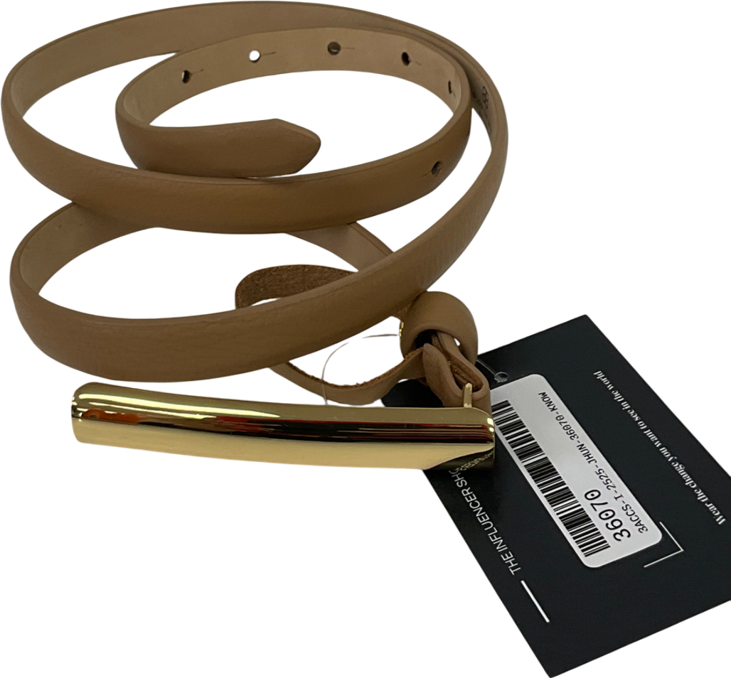 b-low the belt Gold Bar Nude Leather Belt UK M