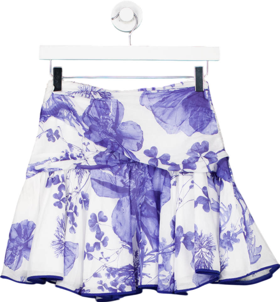 Charo Ruiz Ibiza 2-piece White / Blue Floral Flippy Skirt  and top set UK XS