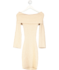 PRETTY LAVISH Beige Elodie Mini Bardot Knit Dress UK XS