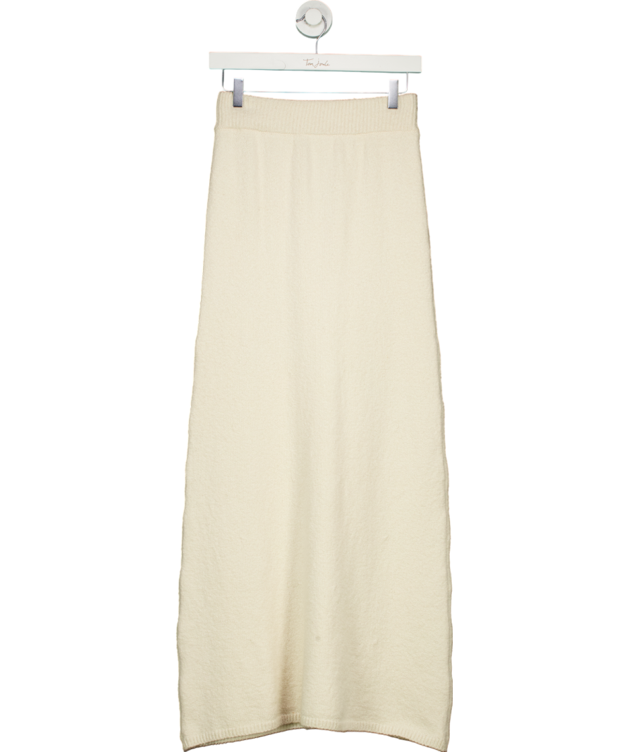 almada label Cream Cotton Boucle Knit Umi Skirt, Shell UK S