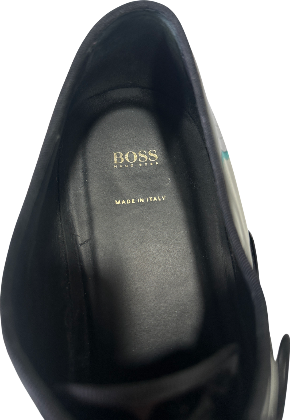 Hugo Boss Black Oxford Shoes In Patent Leather With Grosgrain Piping UK 9 EU 43 👞