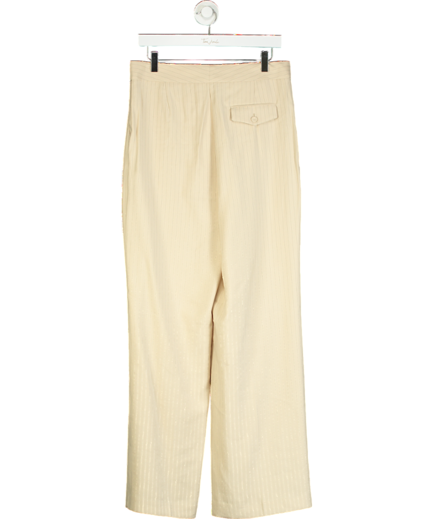 MANGO Beige Striped Suit Trousers UK 10