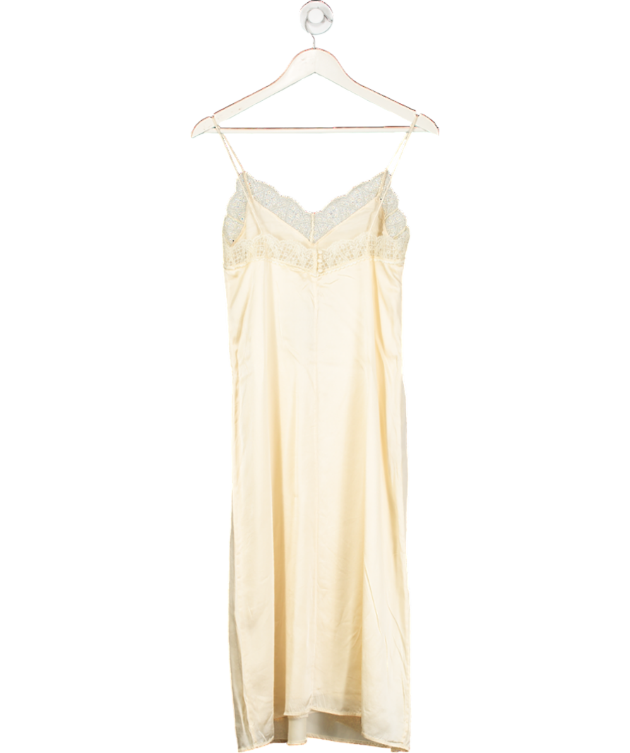 Sezane Cream Silk Namissa Slip Dress with lace trim UK 6