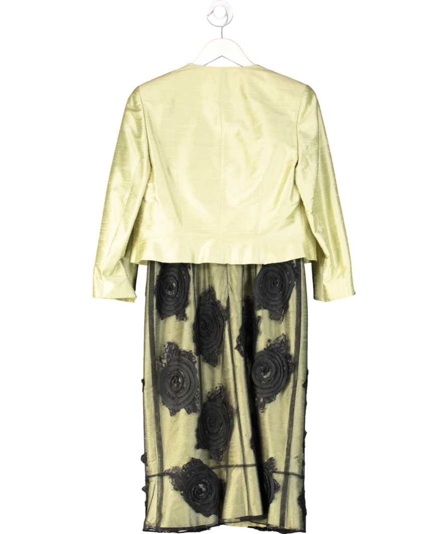 Cappelli Condici Green Occasion Dress, Bolero Jacket And Hat 3 Piece Set UK 10