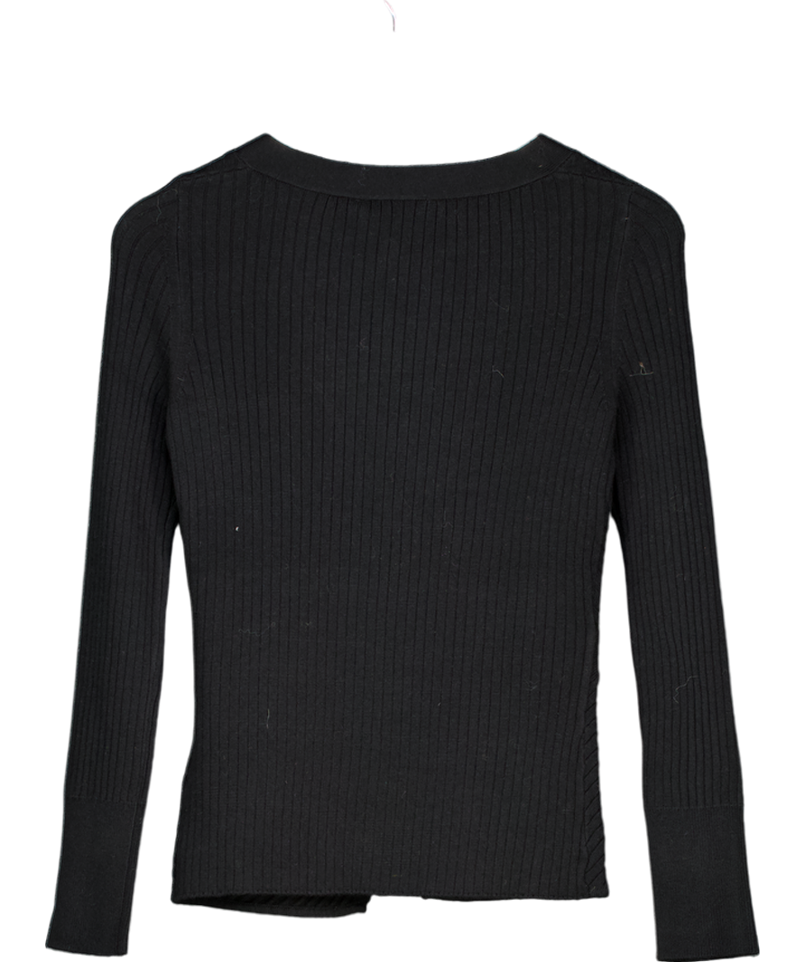 Mint Velvet Black Asymmetric Button Jumper UK S