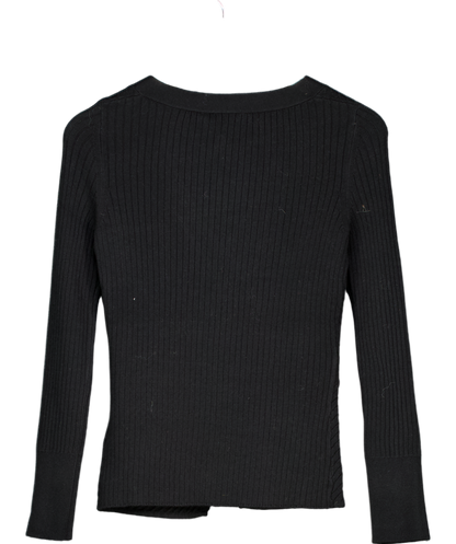 Mint Velvet Black Asymmetric Button Jumper UK S