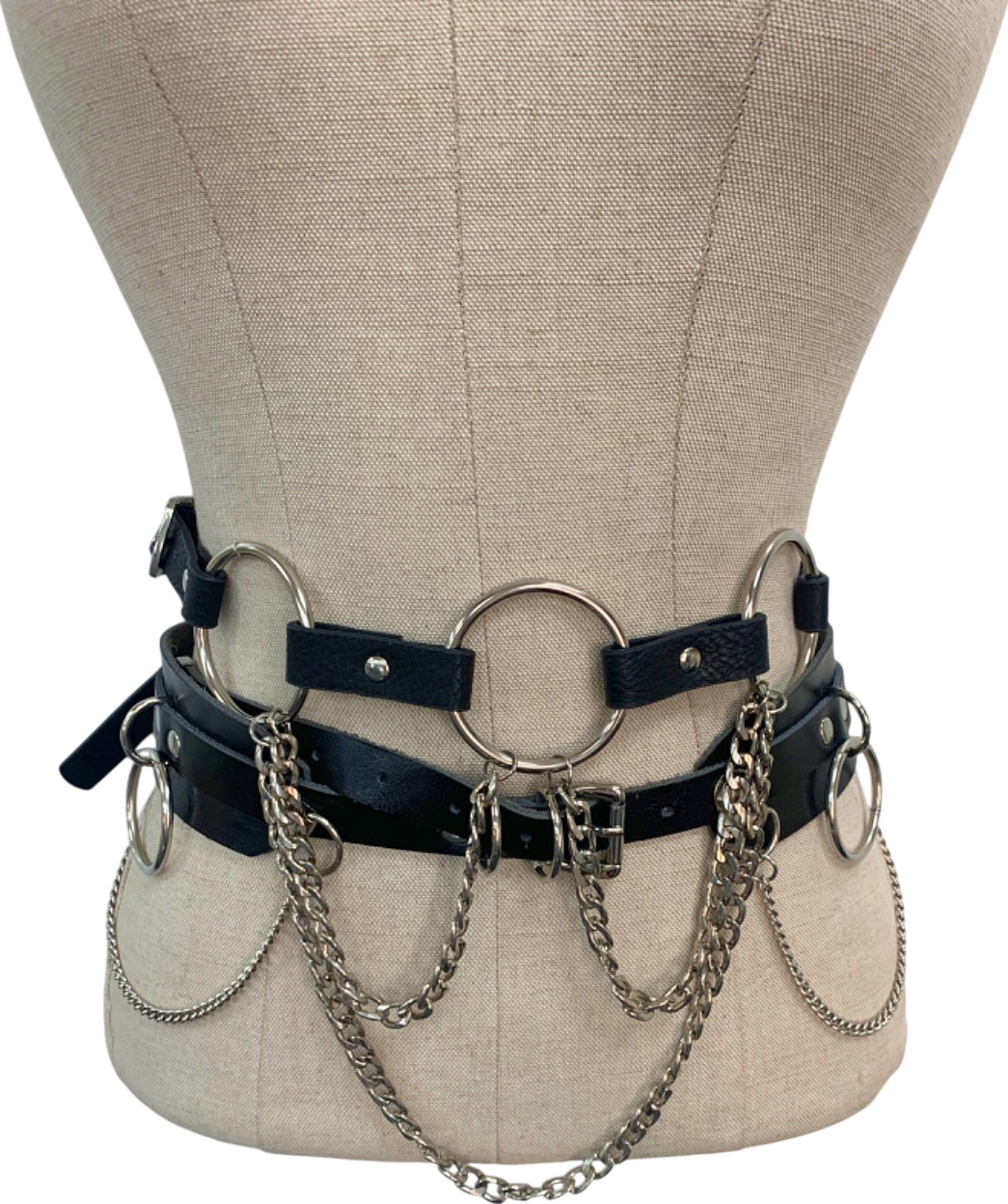 Black Chain Harness Belt UK XS/S