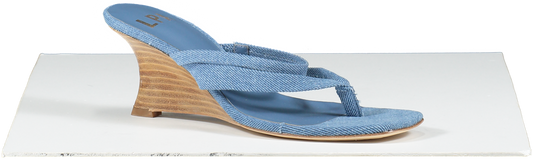 LPA Blue Alessandra - Denim Wedge Sandals UK 5 EU 38 👠
