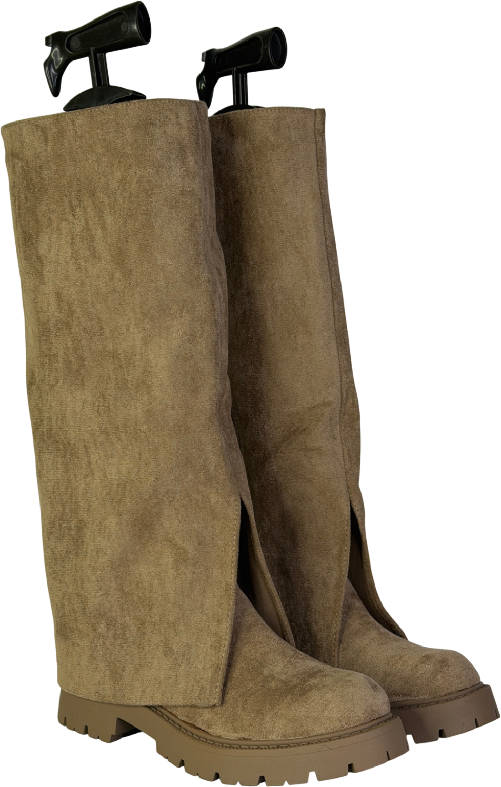 Cink Me Brown Suede Fold Over Effect Boots UK 4 EU 37 👠