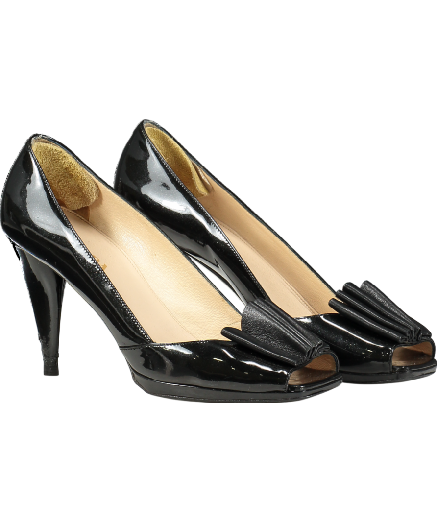 Prada Black Patent Peep-toe High Heel Pumps UK 4.5 EU 37.5 👠