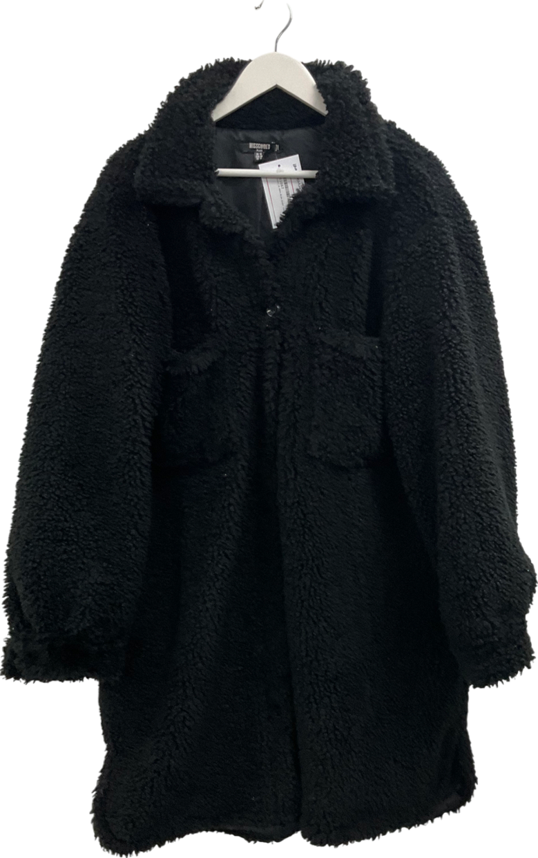 Missguided Black Teddy Bear Coat - Plus Size UK 16