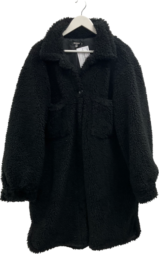 Missguided Black Teddy Bear Coat - Plus Size UK 16