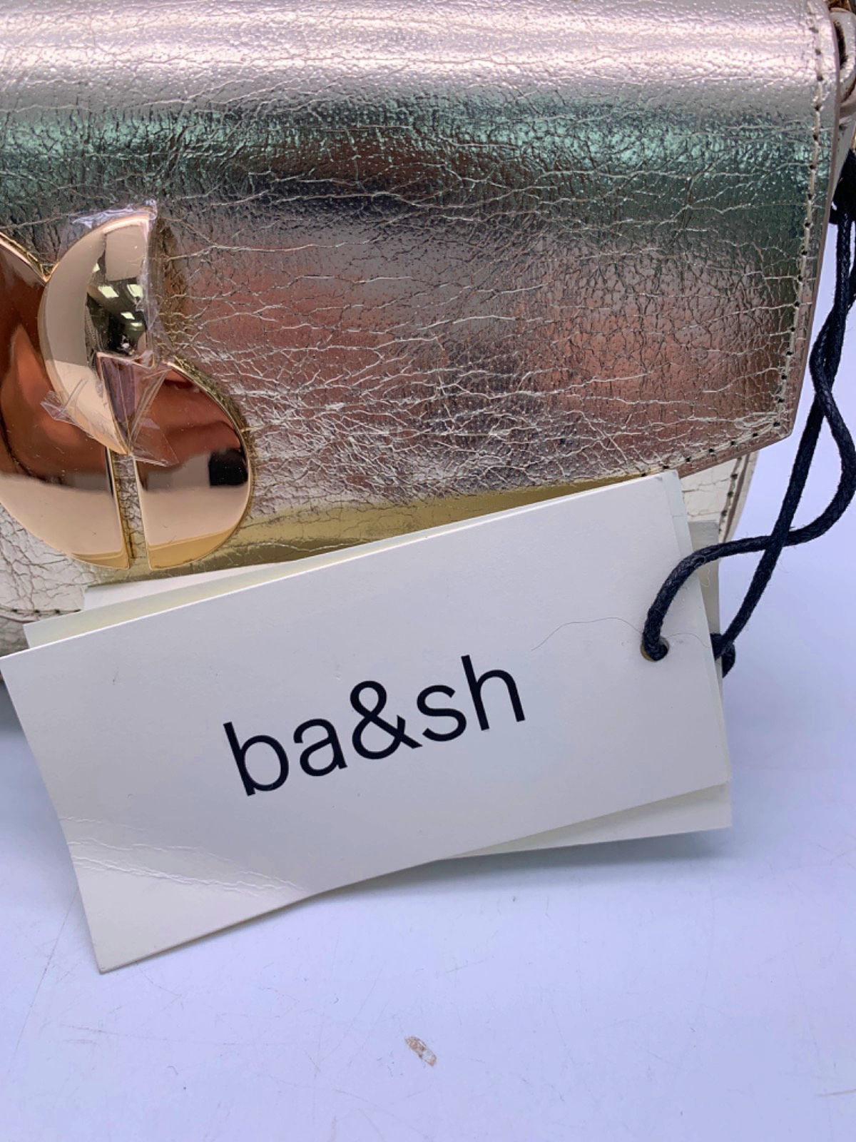 Ba&Sh Metallic Lamine Sign baguette bag