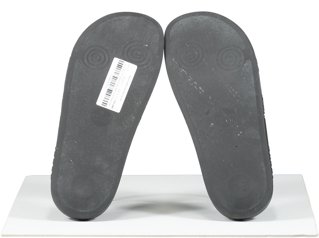 Gucci Black Rubber Gg Slide Sandal UK 4 EU 37 👠