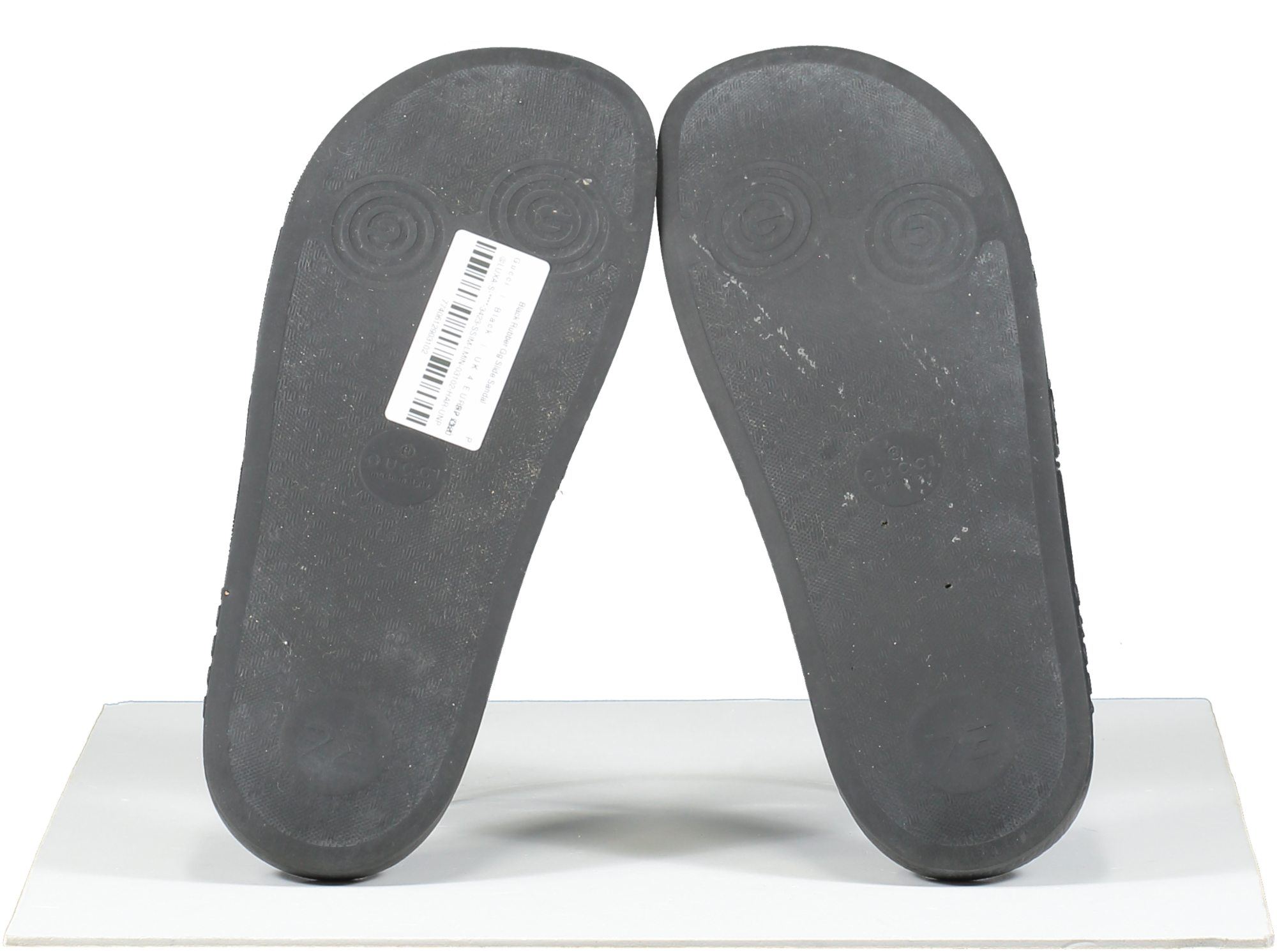 Gucci Black Rubber Gg Slide Sandal UK 4 EU 37 👠