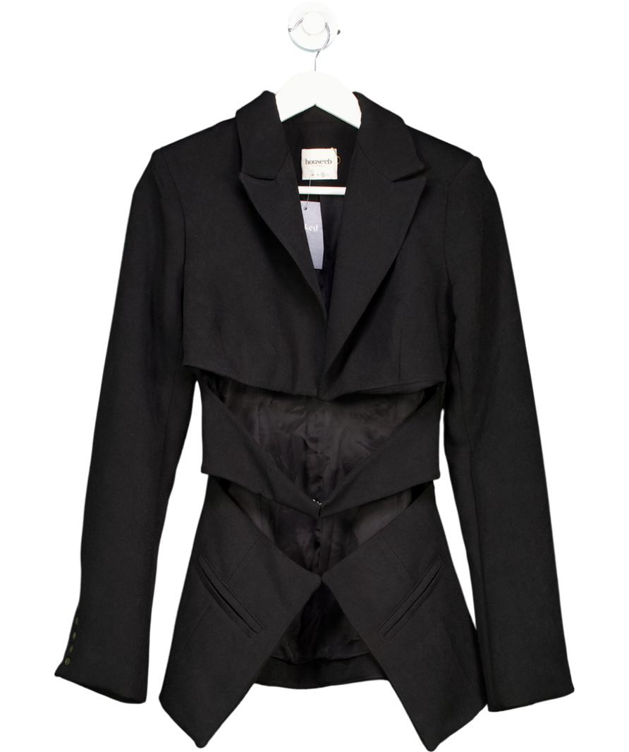 House of CB Black Nour Crepe Cutout Blazer UK M