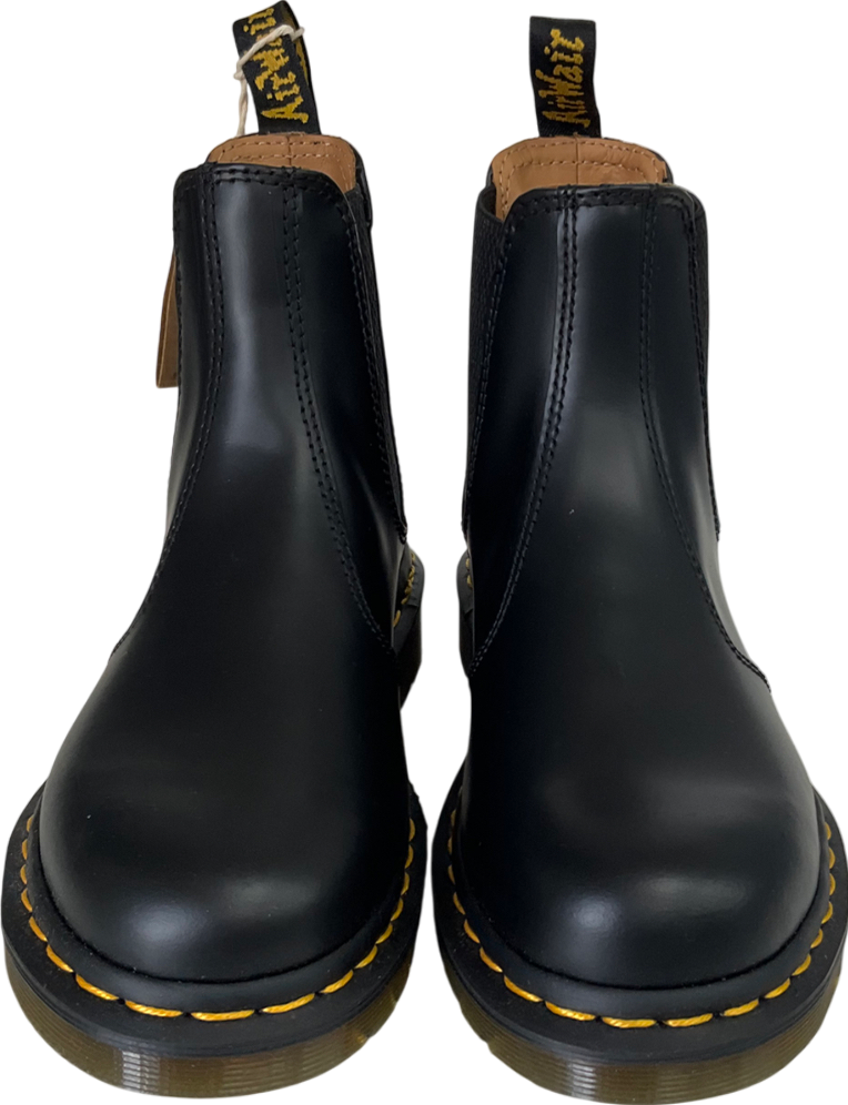 Dr Martens Black 2976 Yellow Stitch Crazy Horse Leather Chelsea Boots UK 4 EU 37 👠