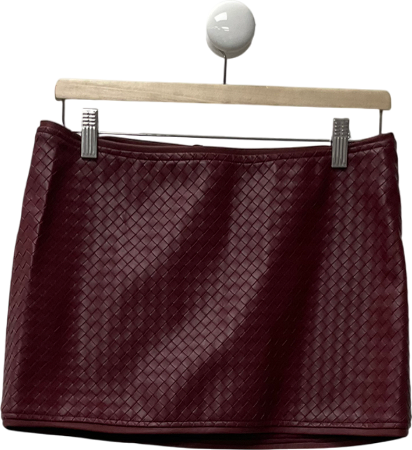 Noughts & Kisses Red Viviana Burgundy Pu Woven Mini Skirt UK M