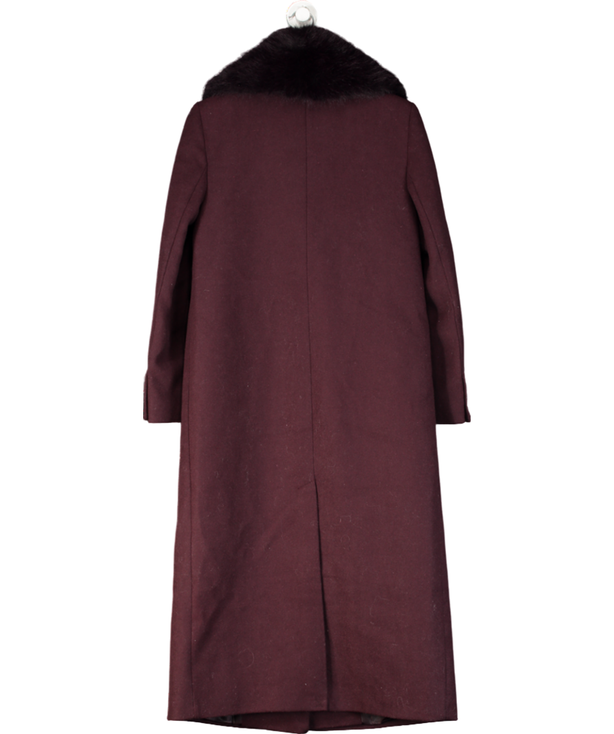 River Island Purple Faux Fur Collar Double Breasted Coat UK 8