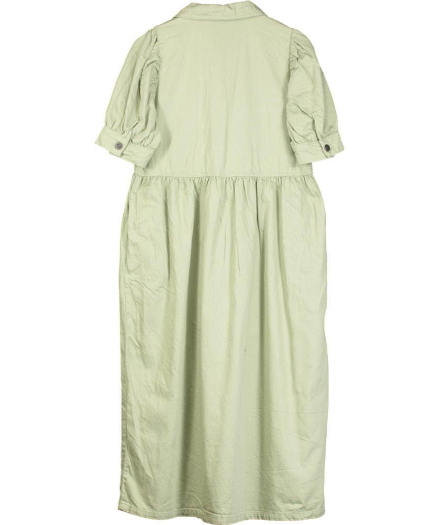 Aligne Sage Green Gabriella Short Sleeve Denim Midi Dress UK 12