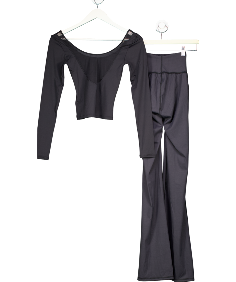 gymshark Black Elevate Long Sleeve Top And Flared Leggings 2.0 UK XS/S