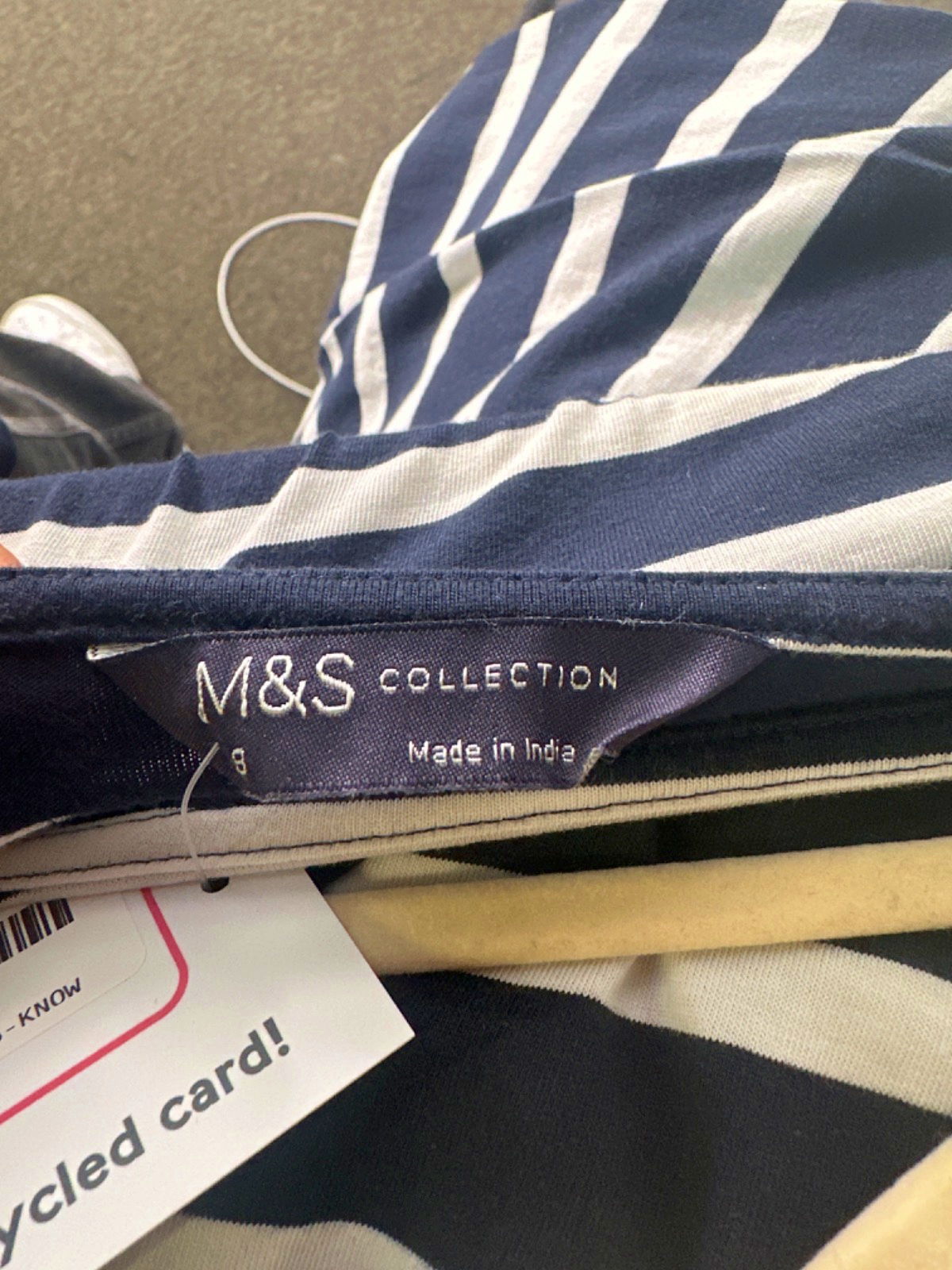 M&S Navy Striped Long Sleeve Top UK 8