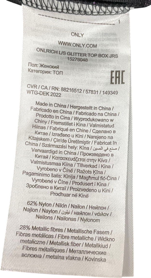 Only Purple Onlrich Glitter Top Black/açai Metal UK M