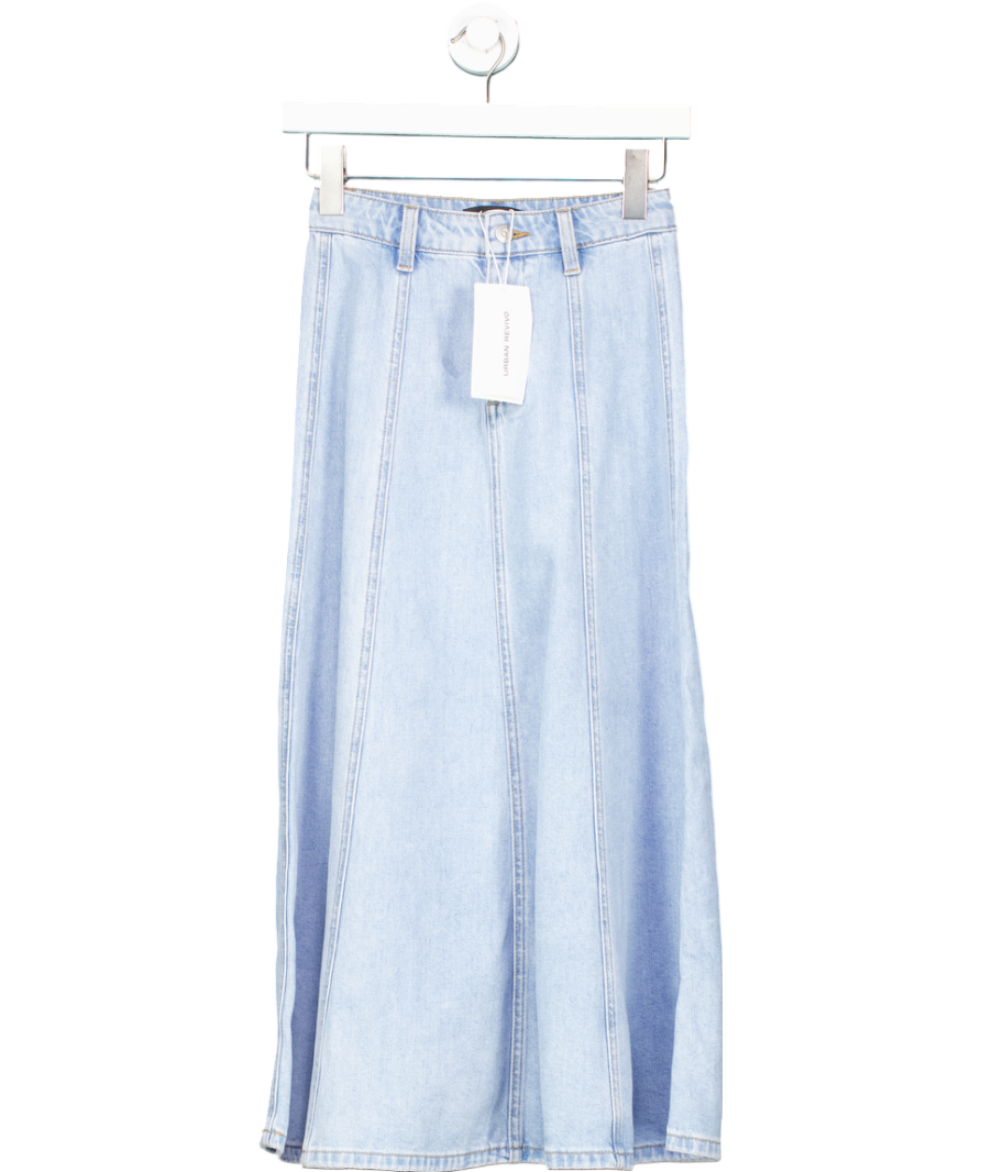 Urban Revivo Blue Regular Denim Midi Skirt UK XXS