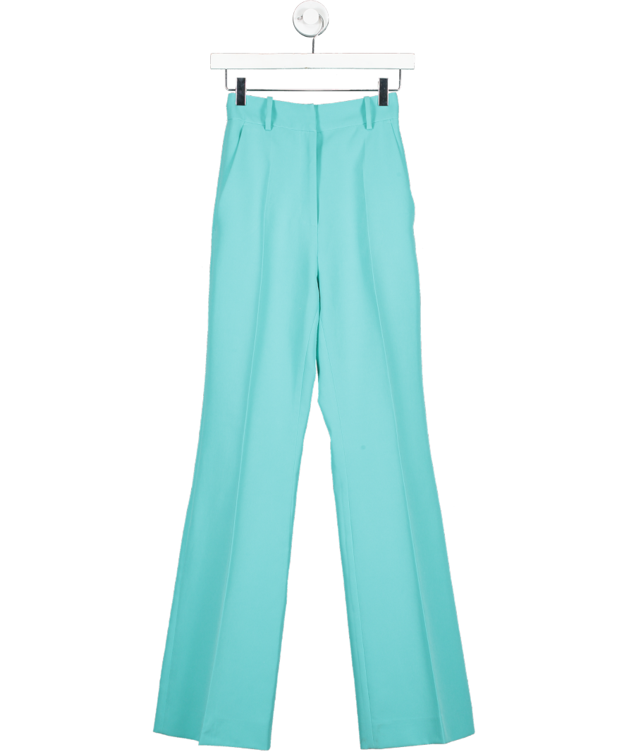 AGGI BY HALEWSKI  High Waist Flare trouser in Turquoise In Blue UK XXS