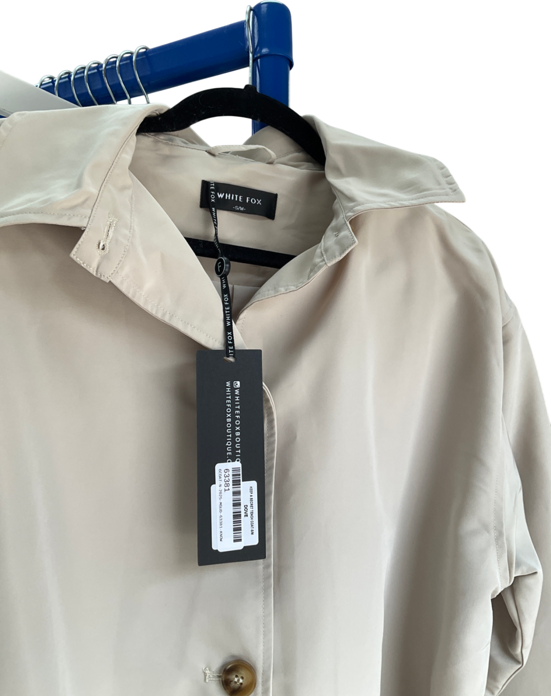 White Fox Beige Keep A Secret Trench Coat UK S/M