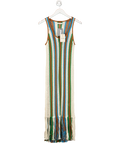Mother Cream Striped The Benefits Fringe Maxi Dress UK XS
