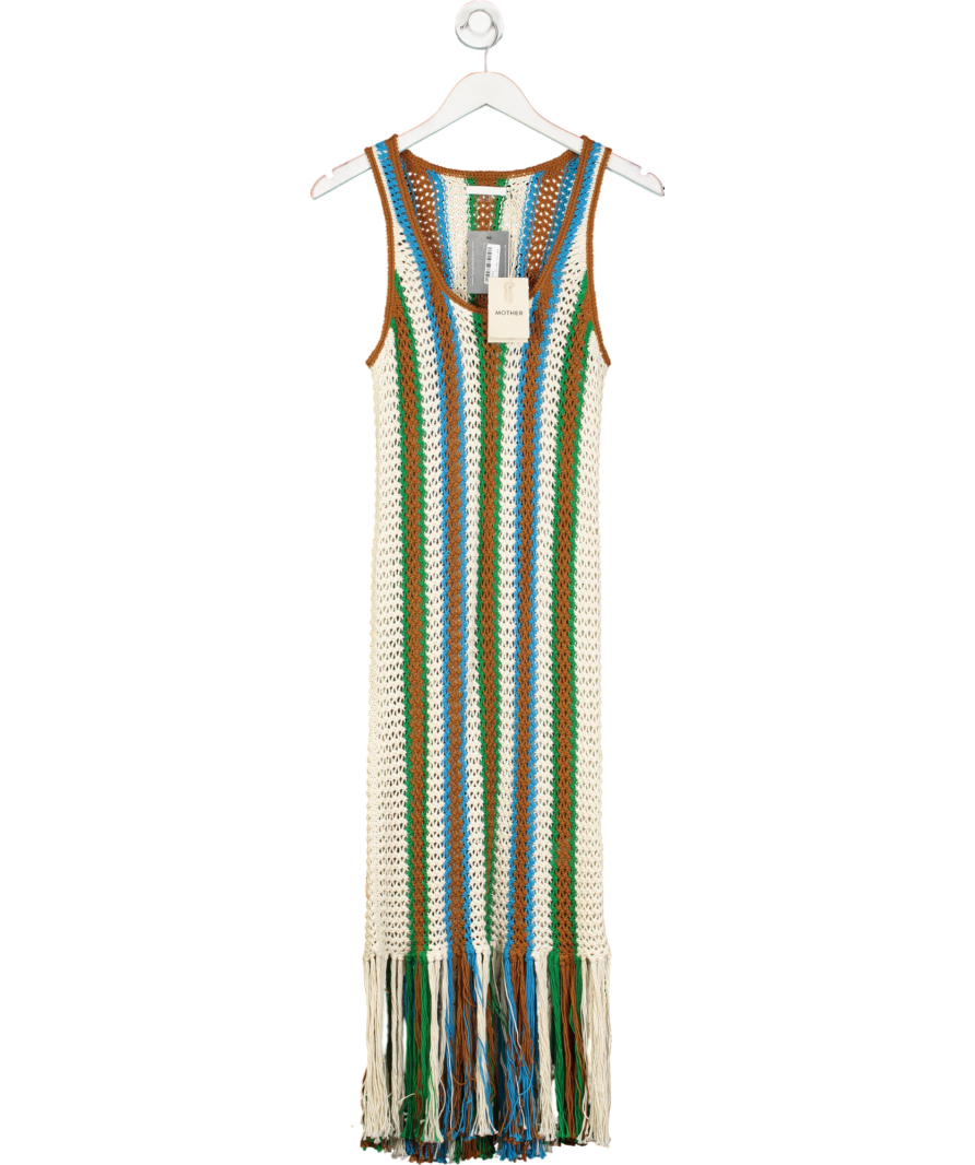 Mother Cream Striped The Benefits Fringe Maxi Dress UK XS