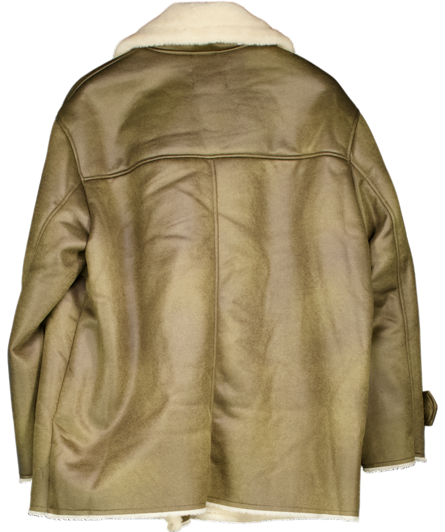 ASOS Design Oversized Bonded Borg Flight Jacket In Brown & Cream UK L