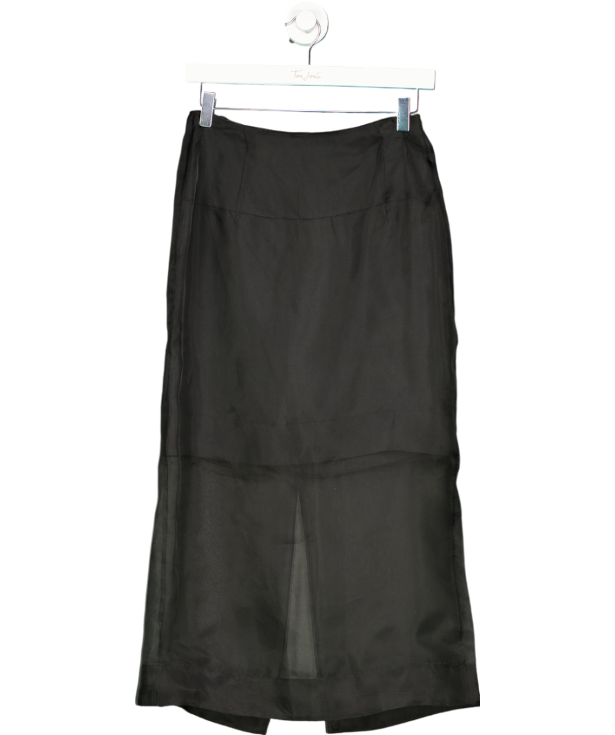 M&S Autograph Black Organza Silk Column Skirt UK 8
