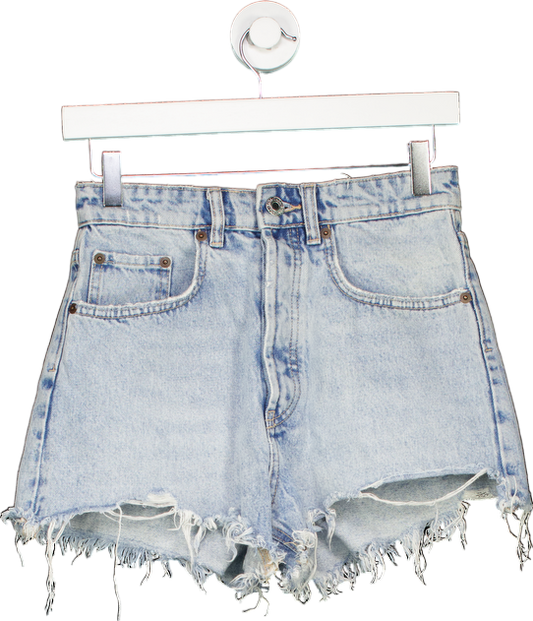 Zara Light Blue High-Waisted Denim Shorts UK 8