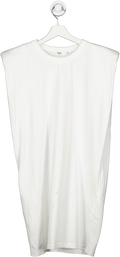 FRANKIE SHOP White Tina Padded Shoulder T Shirt Dress UK S