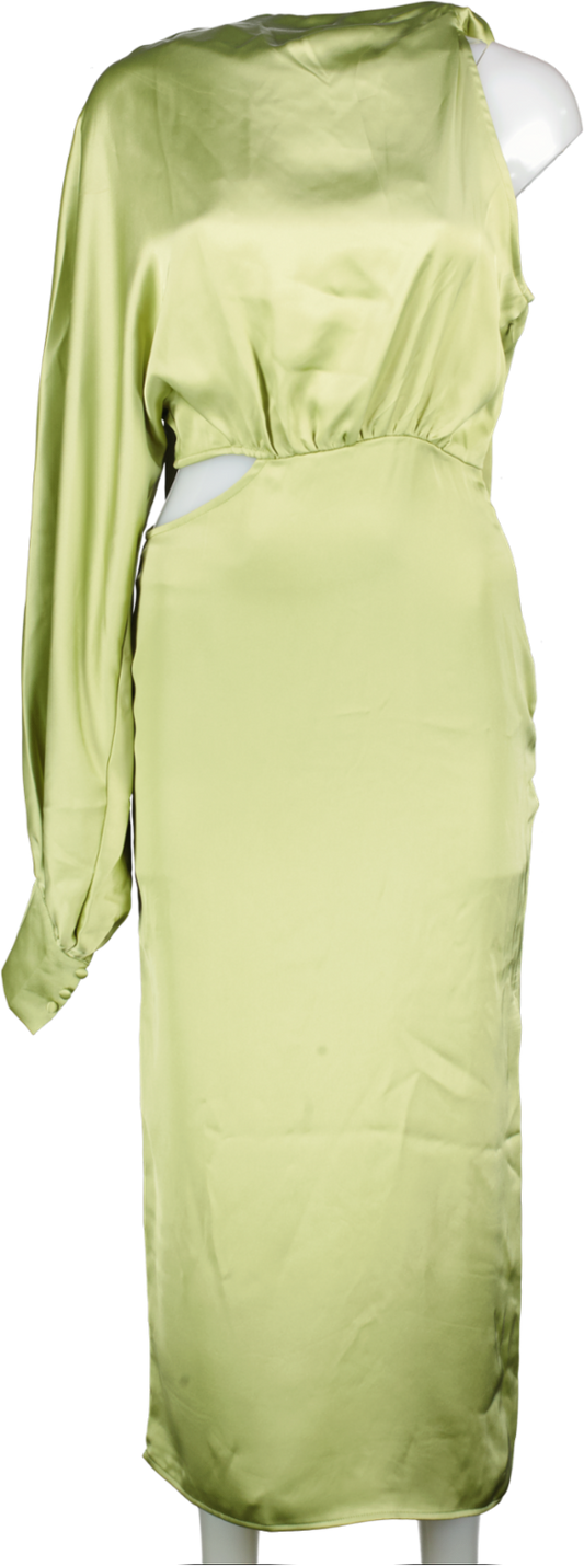 PRETTY LAVISH Green Verity One Shoulder Satin Dress UK 8