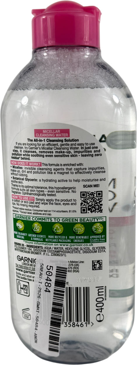 Garnier Micellar Water, Gentle Face Cleanser & Makeup Remover 400ml