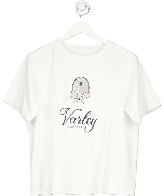 Varley White Pima Cotton Tennis Logo Branded Tee UK S