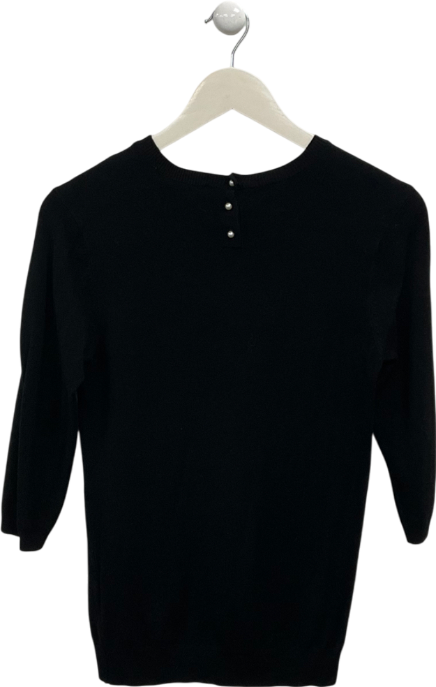 ZARA Black Cotton 3/4 Sleeve Top UK M