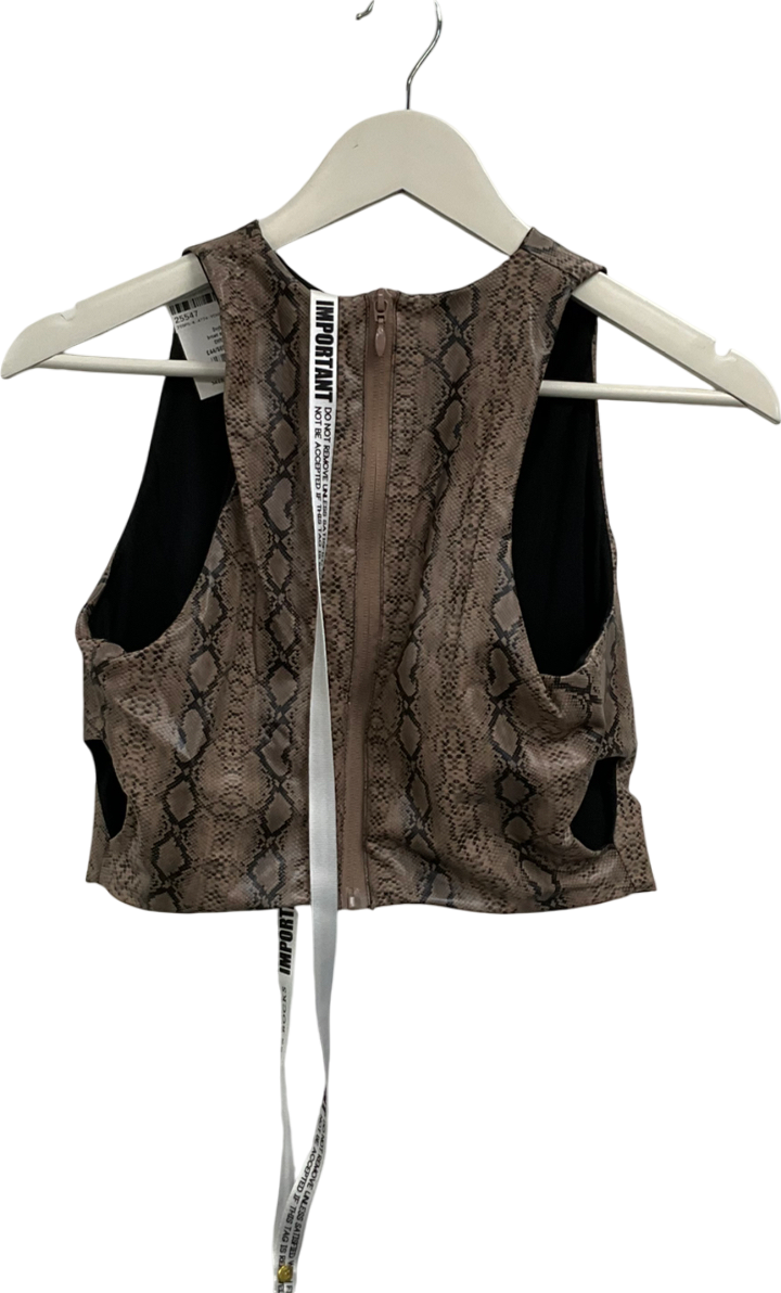 Mistress Rocks Brown Daybreak Snakeprint Sleeveless Top UK M