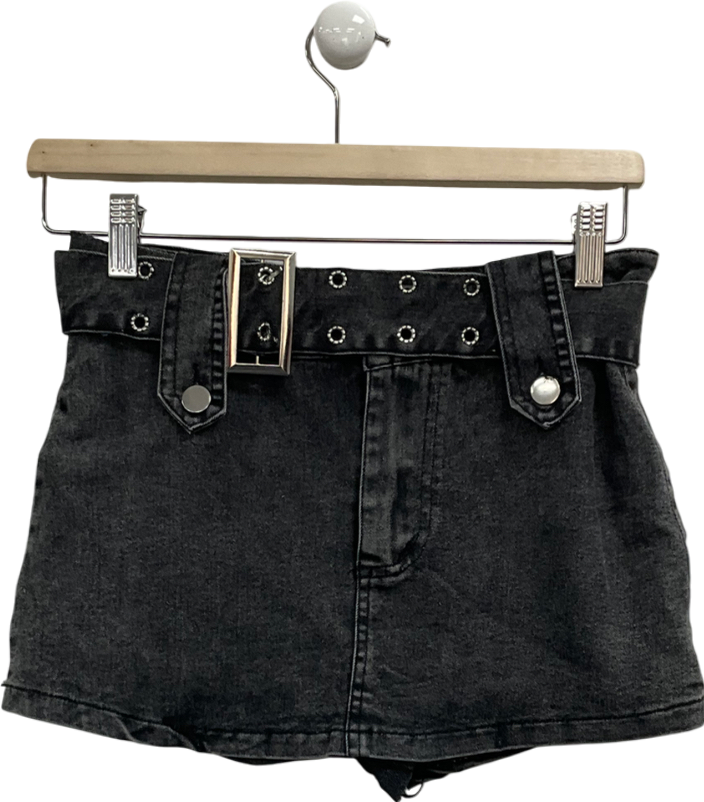 A.M.B.A Studios Grey Venus Denim Skirt With Built In Shorts UK M