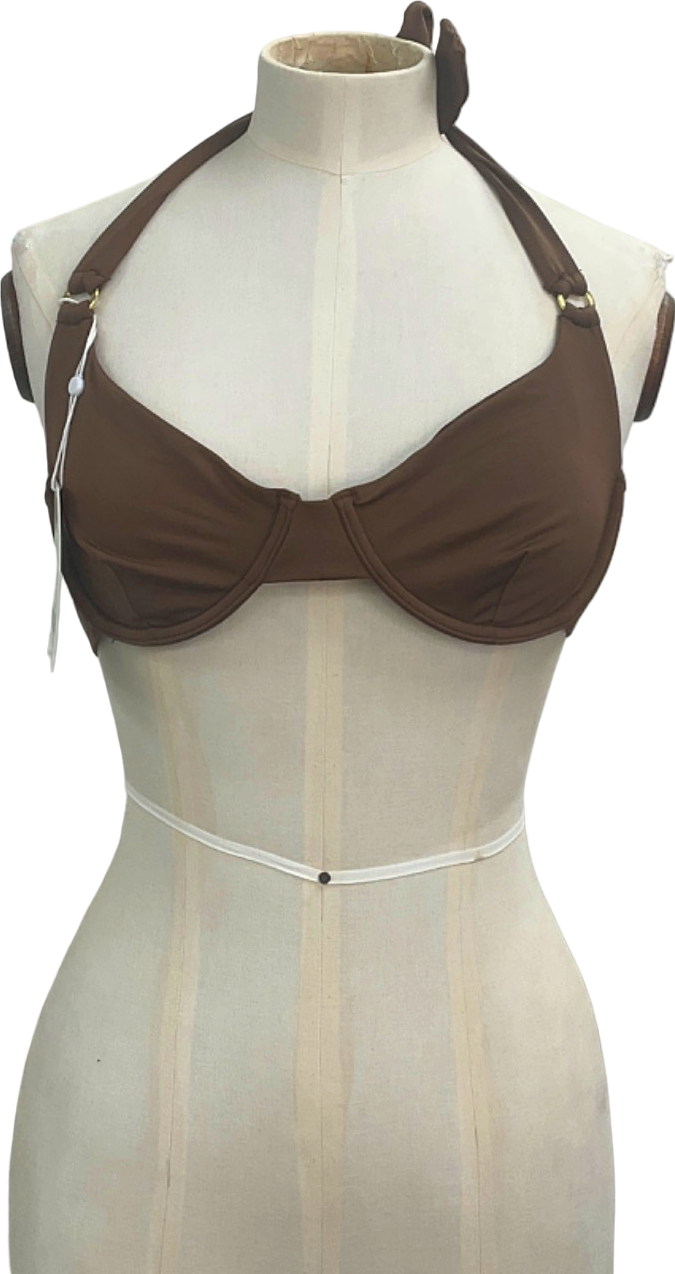 Monday Swimwear Brown Halter Bikini Top UK M