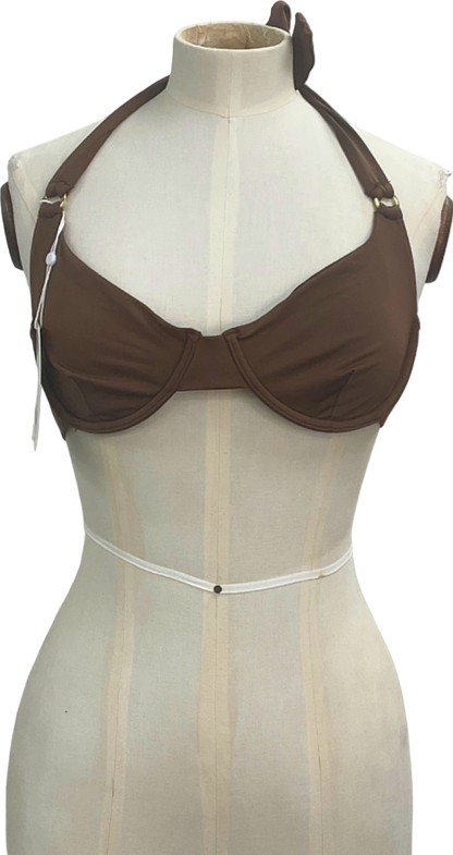 Monday Swimwear Brown Halter Bikini Top UK M