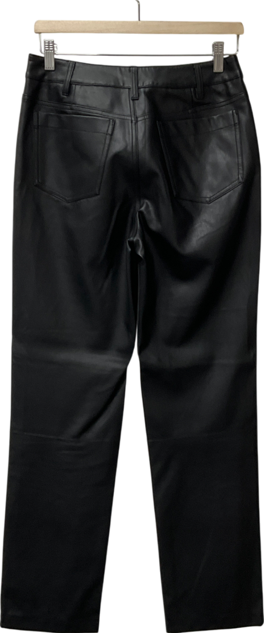 River Island Black Vegan Leather Straight Trousers UK 10